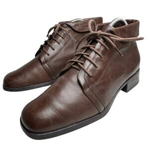 Vtg Y2K St Johns Bay Brown Leather LaceUp Ankle Boots Women 7.5 M Whimsigoth 90s